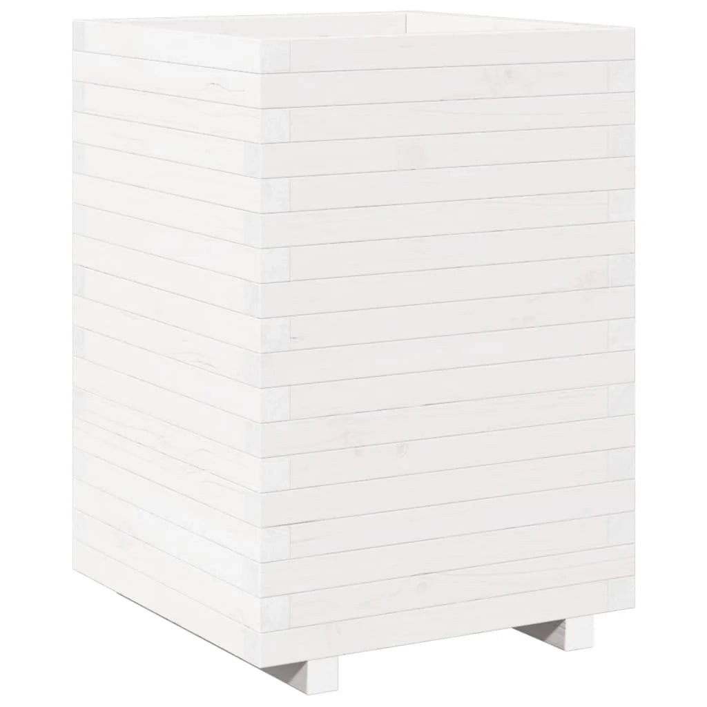 Fioriera rialzata per piante e fiori terrazza giardino 50 x 50 x 72,5 cm legno di pino massiccio bianco 02_0037681