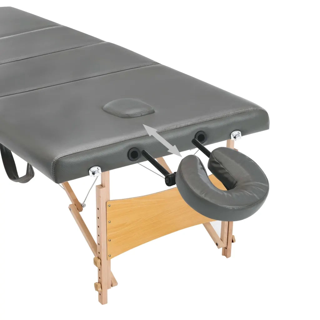 Lettino da Massaggio 4 Zone Telaio in Legno Antracite 186x68cm cod mxl 65827