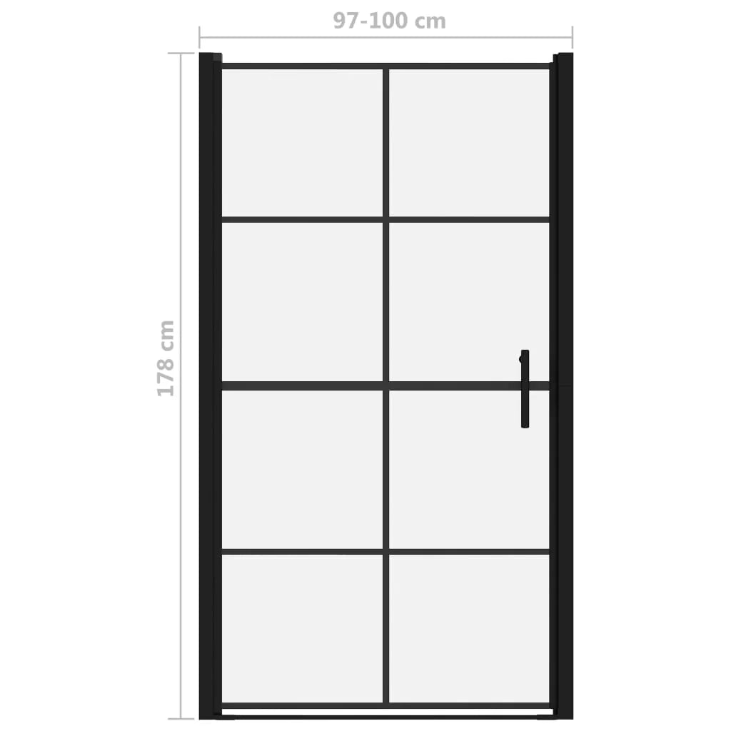 Porta doccia per bagno WC cabina doccia interno casa vetro temperato 100x178 cm nero 02_0002010