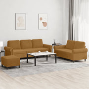 Set di Divani 3 pz con Cuscini Marrone in Velluto 3202267