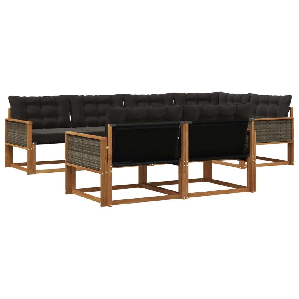 Set di divani da esterno 7 pz Naturale e Nero 3381484