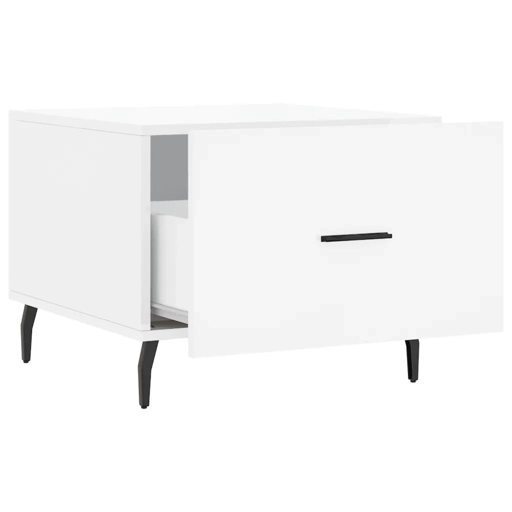 Tavolini Salotto 2pz Bianco Lucido 50x50x40cm Legno Multistrato 829433