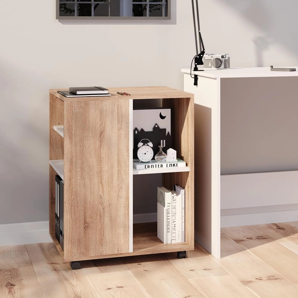 Contenitore per rotoli, Sonoma, 59.4 x 52.6 cm, utilizzabile in modo flessibile con ruote per uso mobile