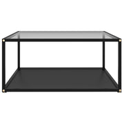 Tavolino Trasparente e Nero 80x80x35cm in Vetro Temperato 322896