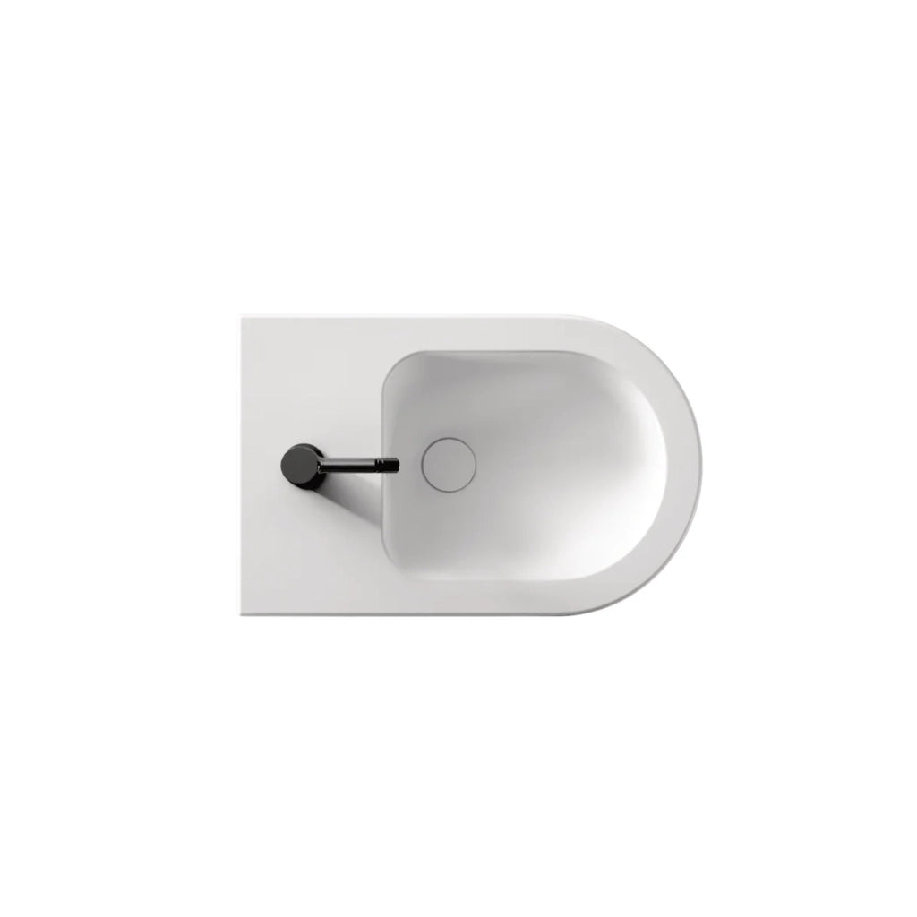 Coppia Di Sanitari Alice Ceramica Da Terra Filo Muro Senza Brida Bianco Opaco "Form"