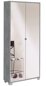 Armadio 2 Ante con Specchio 83x190x29 cm Cemento