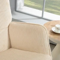 Sedia a Dondolo Vintage, Scocche Curve, Imbottitura Spessa, Legno di Faggio e Acciaio, Beige