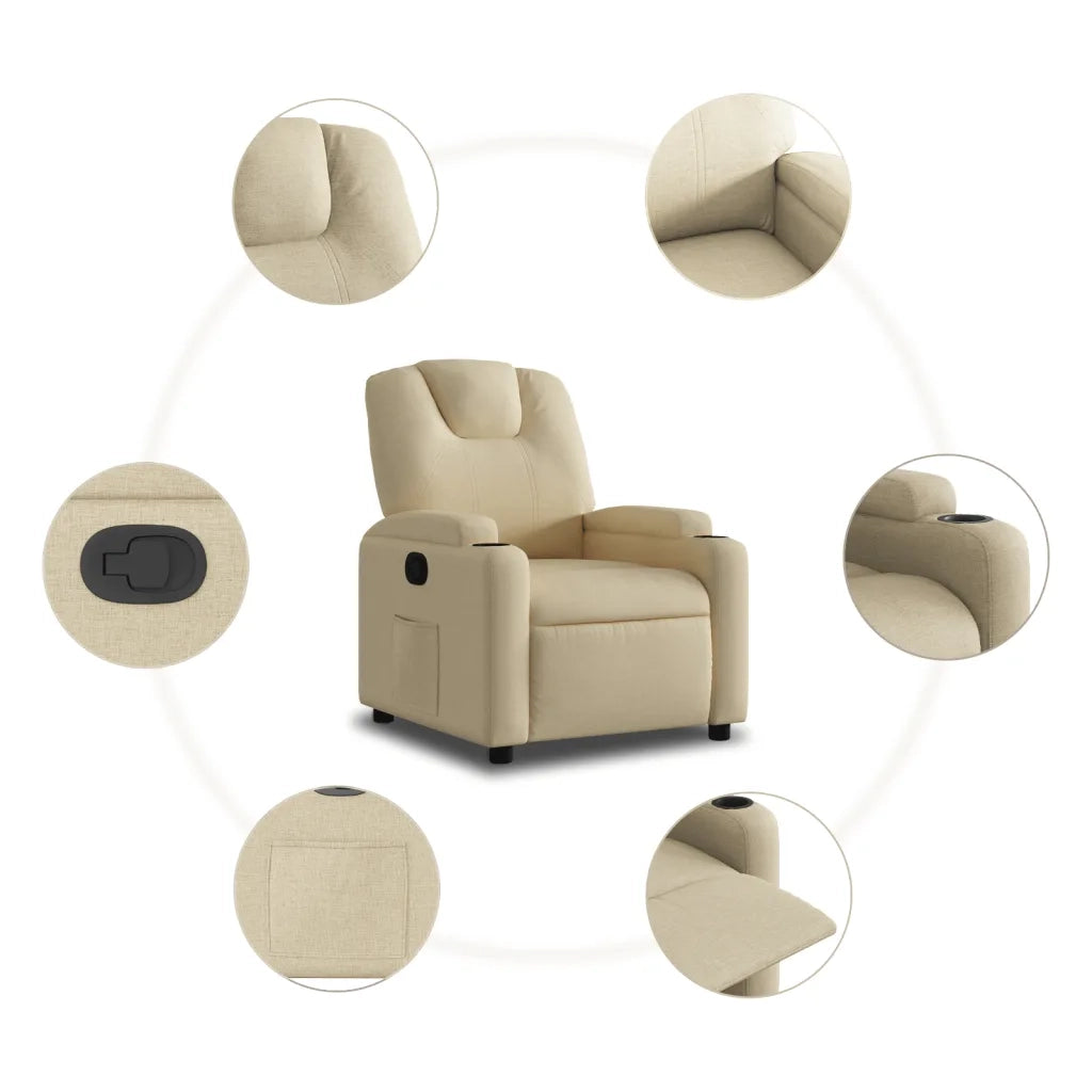 Divano Sedia-Poltrona Reclinabile in Tessuto Crema 557595
