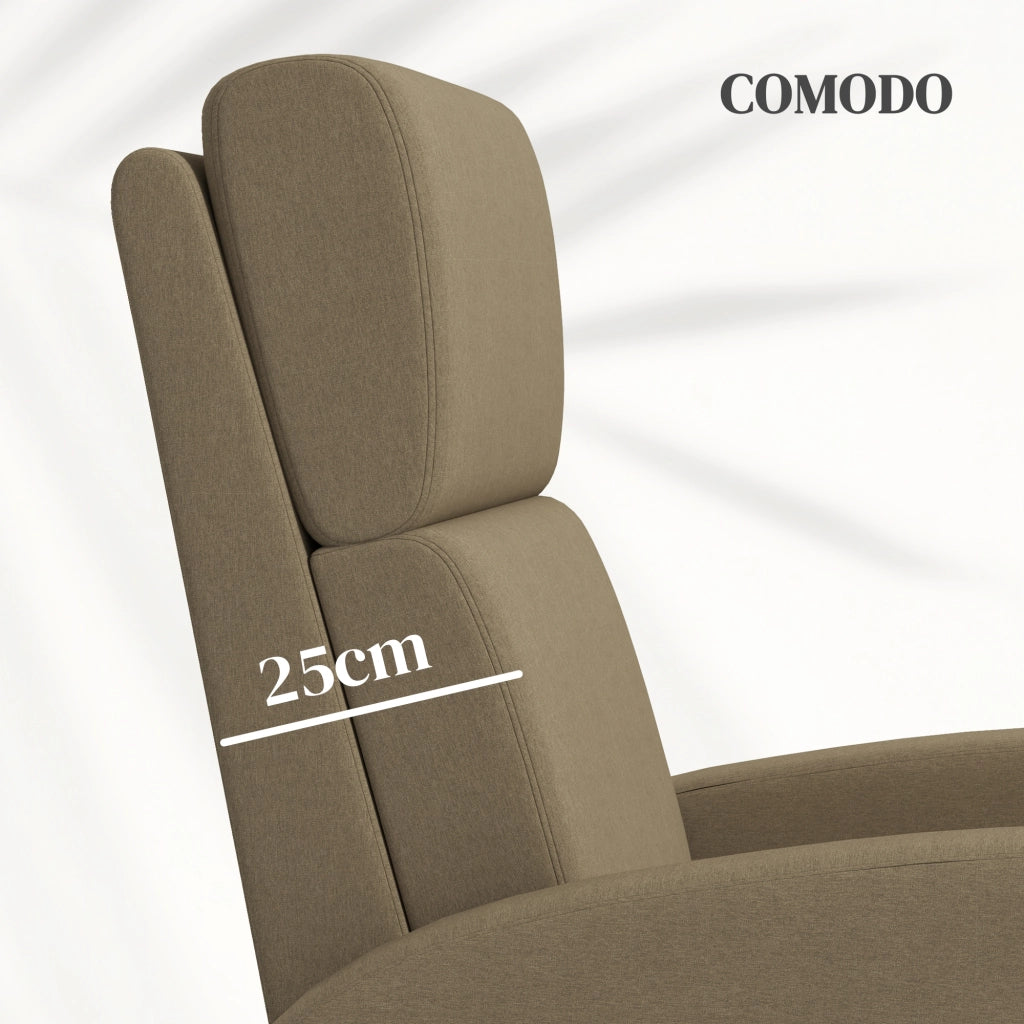 Poltrona Relax Reclinabile Manualmente a 160¡ã con Poggiapiedi in Tessuto, Beige