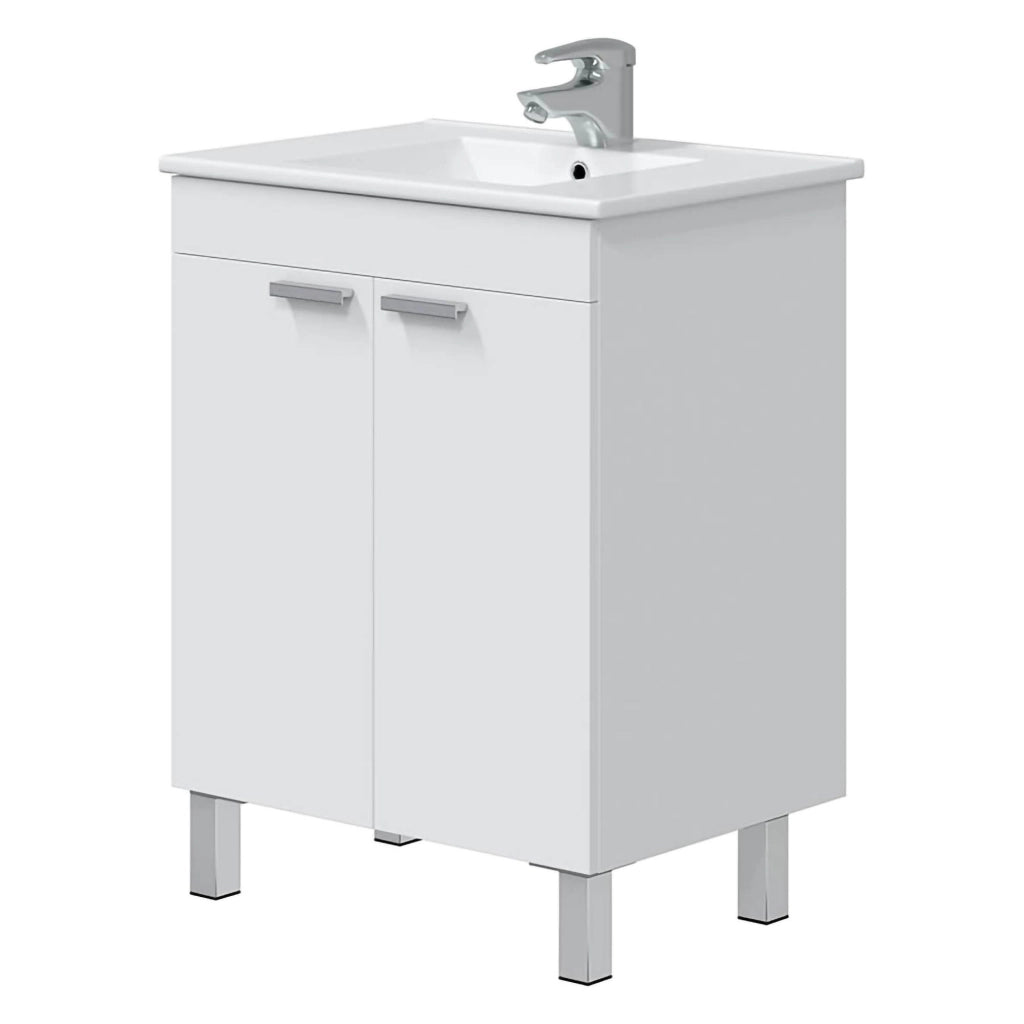 Polino, Mobile Sottolavabo 2 Ante, 60x45x80h cm Bianco Lucido