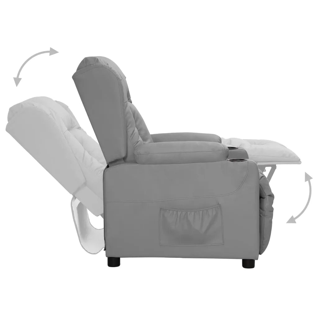 Poltrona Reclinabile Grigia in Similpelle 339072