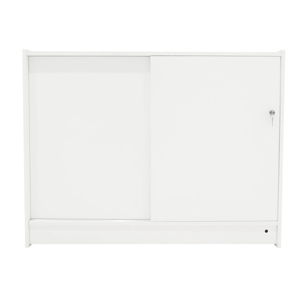 Bancone LED Bianco C1200 con 2 Ripiani a Vista e 1 Chiuso, Vetrina