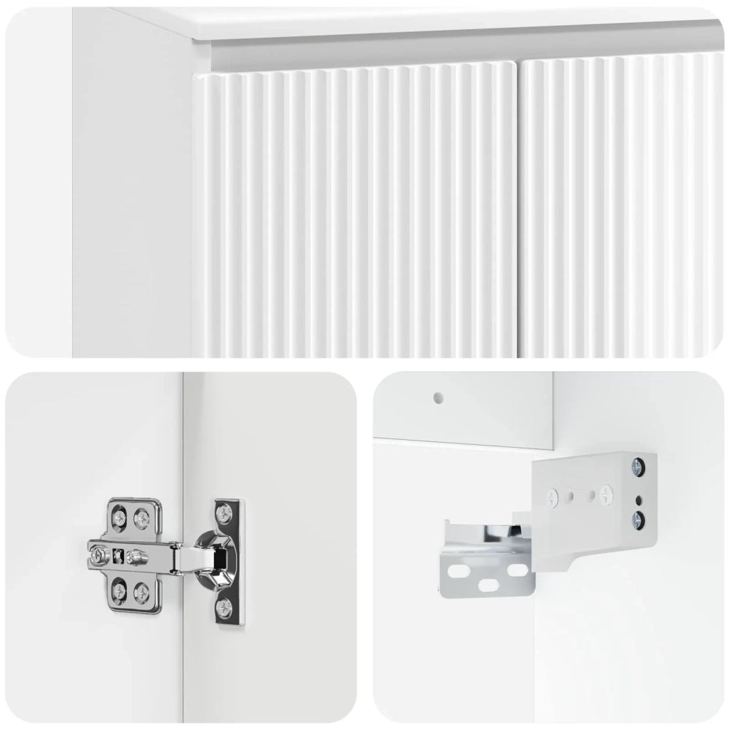 Mobile Lavabo da Parete Bianco Lucido 53 x 35 x 63 cm 890426