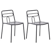 Set di 2 sedie da giardino nero con telaio in acciaio impilabili per esterni Patio moderne