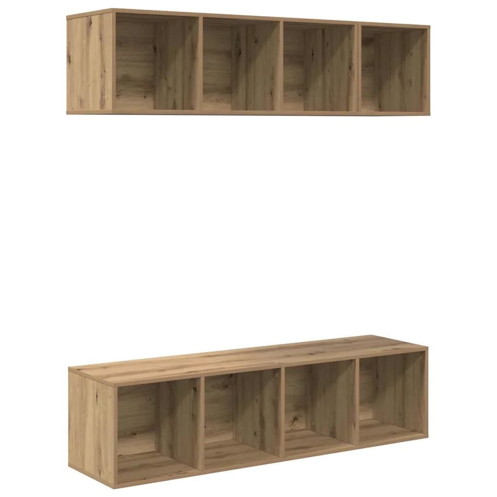 Set mobile TV 3 pz-Set di 3 Credenza per TV Rovere artigianale Legno multistrato 996554
