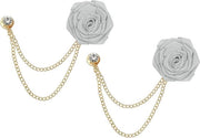 Accessorio per Uomo - Broche per Sposo - 4 cm - Set Accessori con Catena e Piume - Decorazioni d'Oro - Abbigliamento da Sposo - Accessori per Matrimonio - Broche da Festa