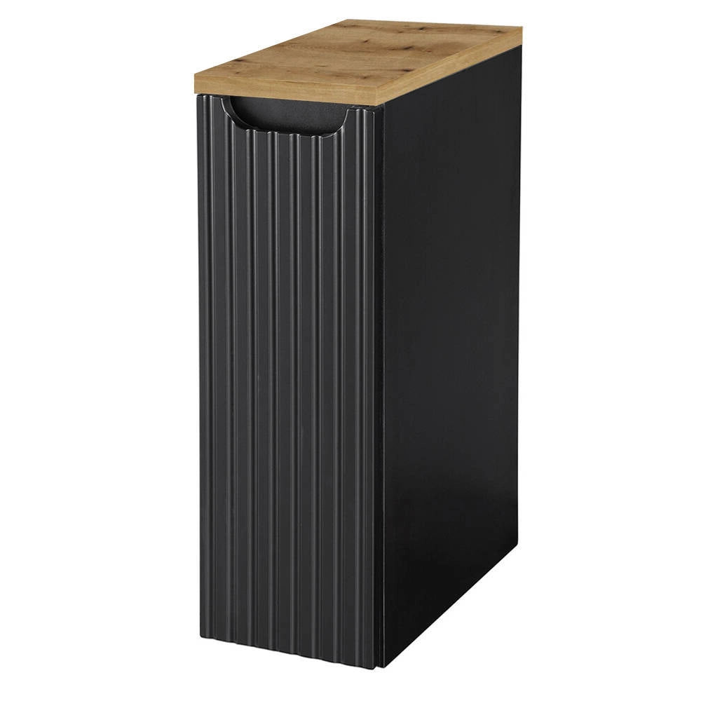 Armadietto Pensile NEWPORT con Anta e Ripiano 20x60x40 cm - Nero/Effetto Rovere [en.casa]