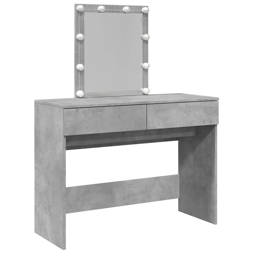 Toeletta | Tavolo da Trucco con LED Grigio Cemento 100x40x130 cm