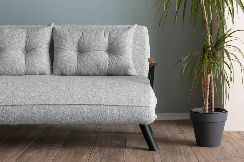 Calvin, Divano Letto 2 Posti Contenitore, 133x78 cm Grigio Chiaro