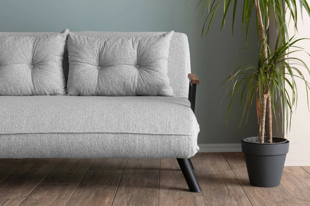 Calvin, Divano Letto 2 Posti Contenitore, 133x78 cm Grigio Chiaro
