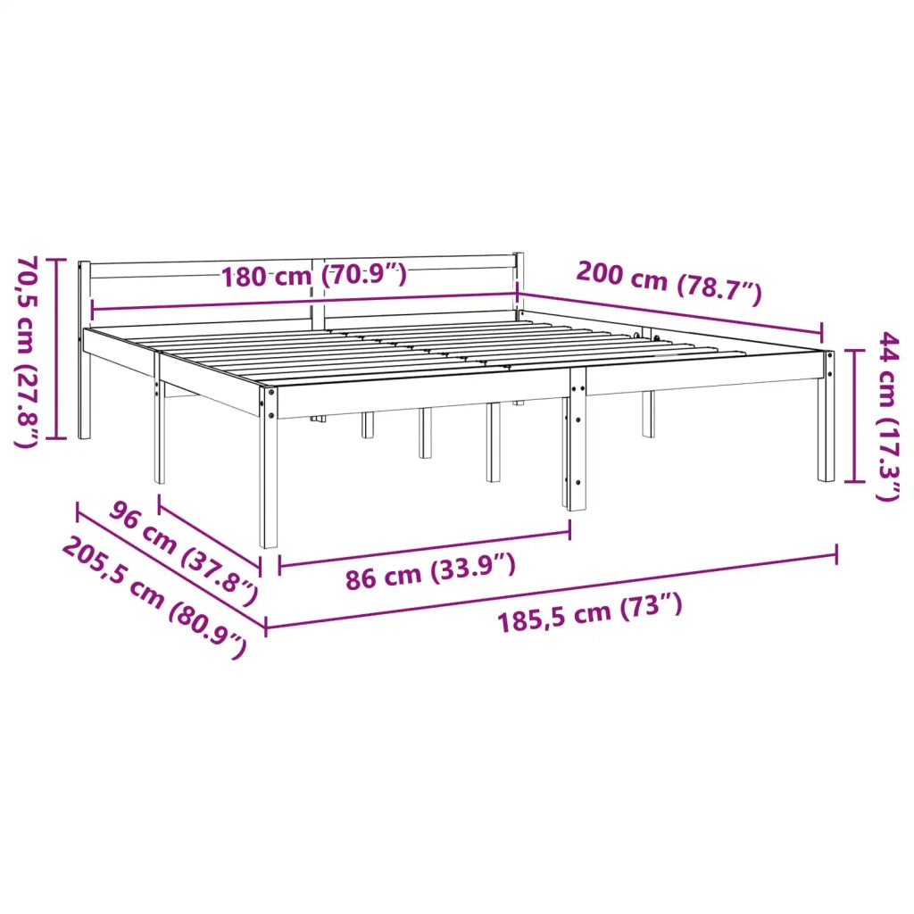 Struttura del letto Marrone cerato 180 x 200 cm Pino massello 867925