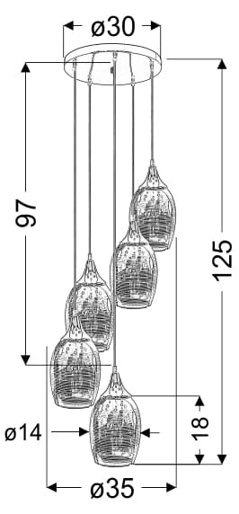 Lampadario a sospensione Candellux Marina 35-60198 cromo 5xE27