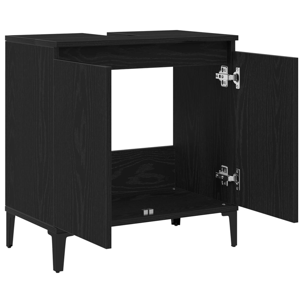 Mobile Lavabo  Nero Rovere 58x33x60 cm Legno Ingegnerizzato