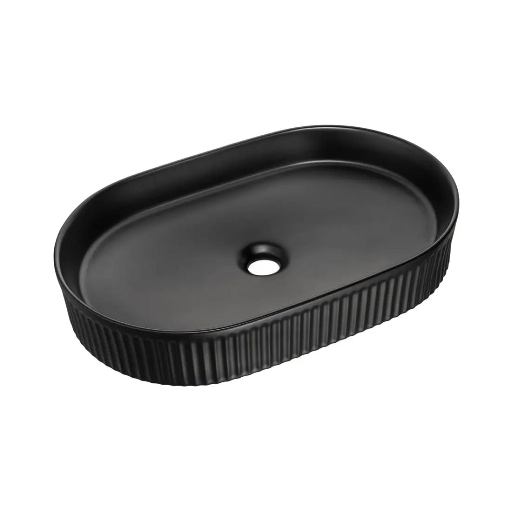 Lavabo ovale da appoggio 56x36 cm in ceramica nera opaca