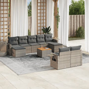 Set Divano da Giardino 10 pz con Cuscini Grigio in Polyrattancod mxl 116066