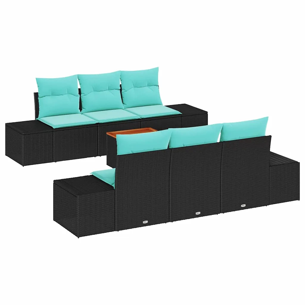 Set Divano da Giardino 7 pz Nero polyrattan 3347907
