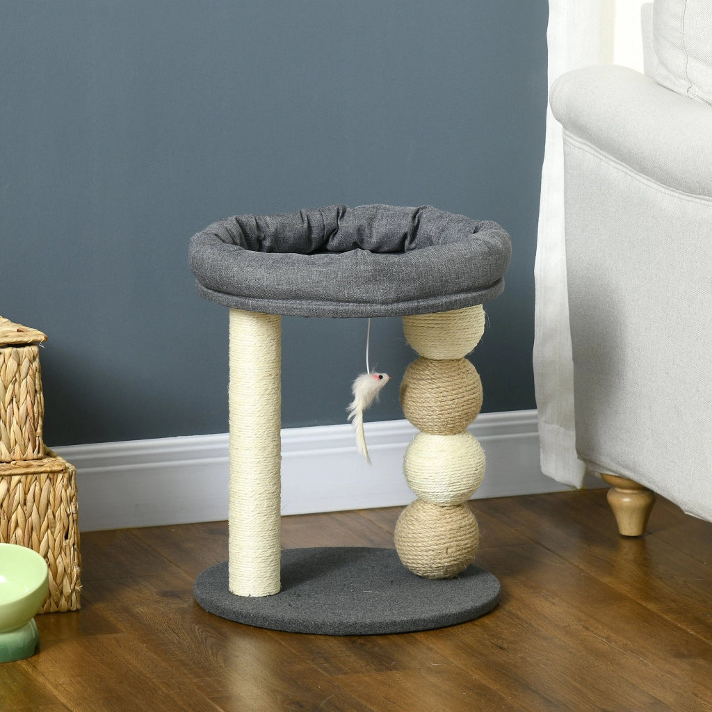 Torre per Gatti con Nido e Poste in Sisal ¨C Zephmum ¨C Grigio e Beige ?40x48 cm