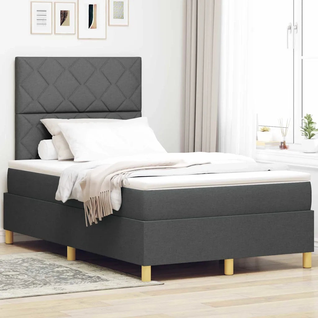 Letto a Sorgente LED Grigio scuro 120 x 190 cm Tessuto