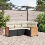 Set Divani da Giardino 4 pz con Cuscini Nero in Polyrattan 3260012