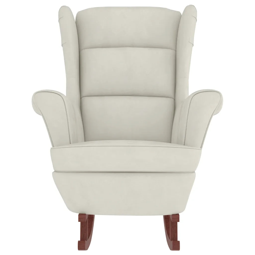 Sedia a dondolo con schienale alto in velluto crema 3121239