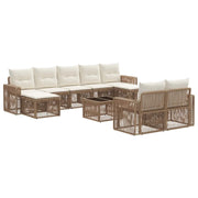 Set Divano da Giardino 10 pcs Beige e Bianco Crema polyrattan