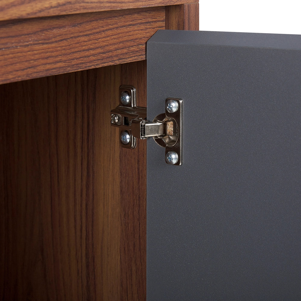 Madia credenza in legno scuro con armadio a 3 ante in derivati del legno grigio retrò moderno