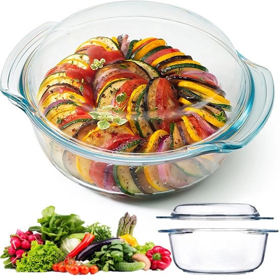 Scatola per forno resistente al calore - forma per cibo - resistente al forno a microonde - resistente al lavastoviglie - diametro 1,5 L - dimensioni 20,5 x 23,5 x 10,5 cm