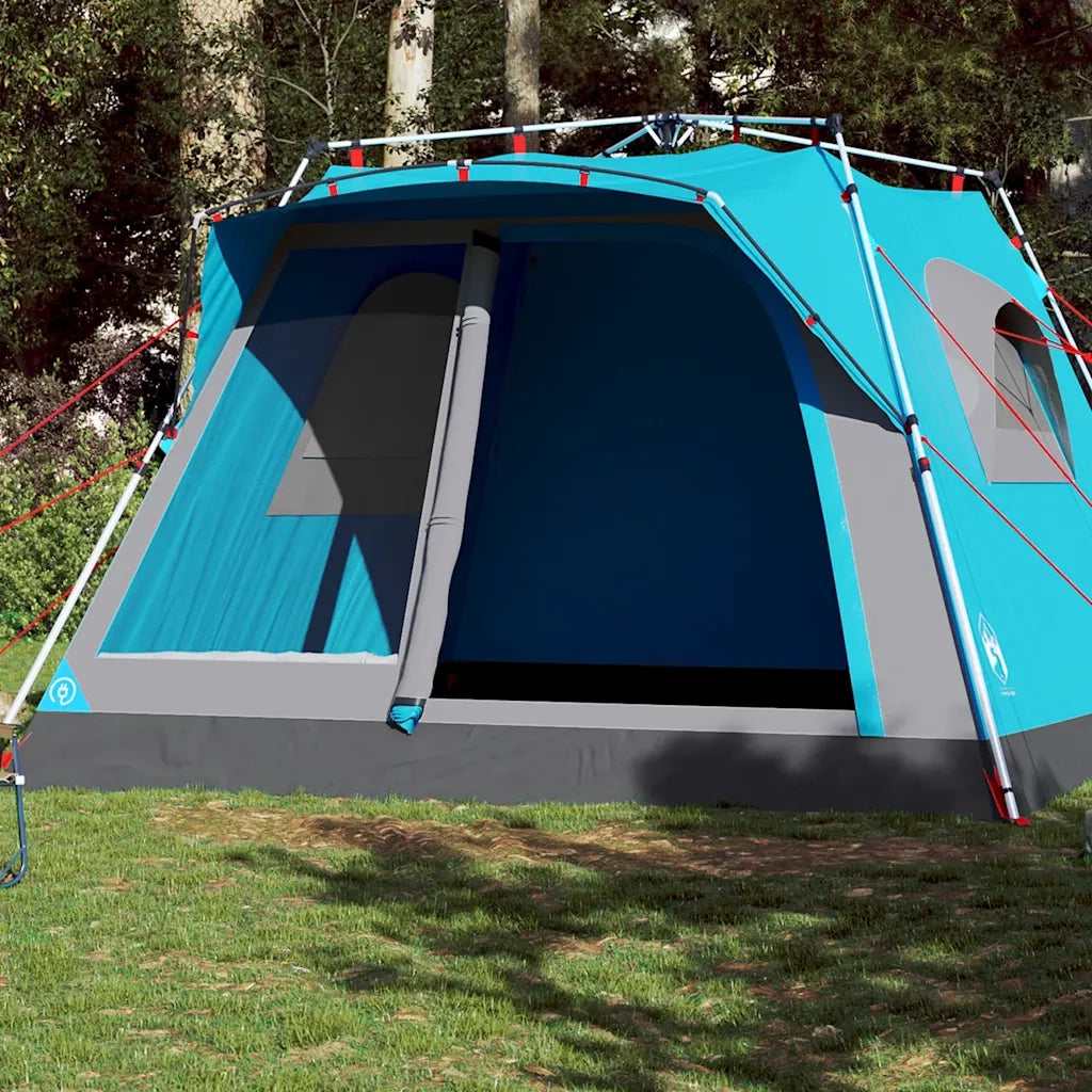 Tenda Familiare Cabina 7 Persone-Tenda da campeggio Blu a Rilascio Rapido