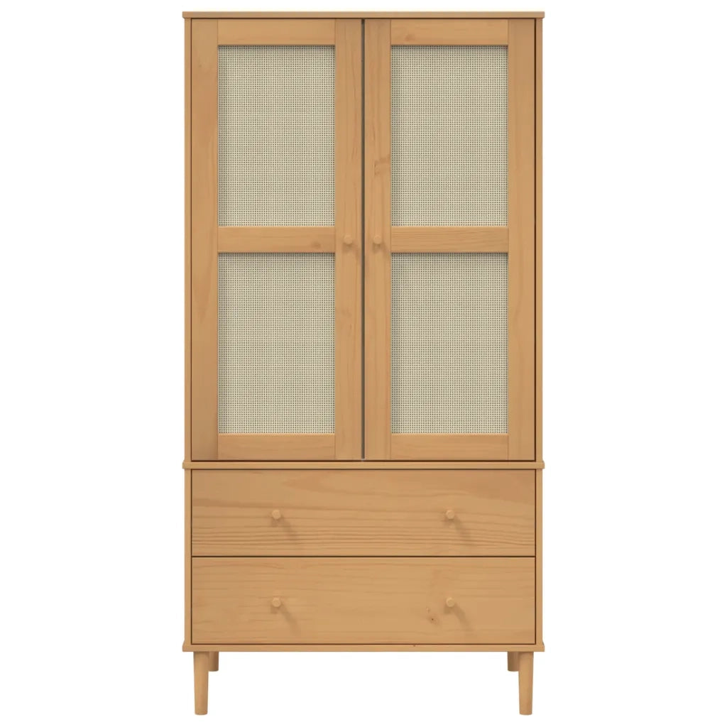 Armadio SENJA Aspetto Rattan Marrone 90x55x175 cm Massello Pino 358034