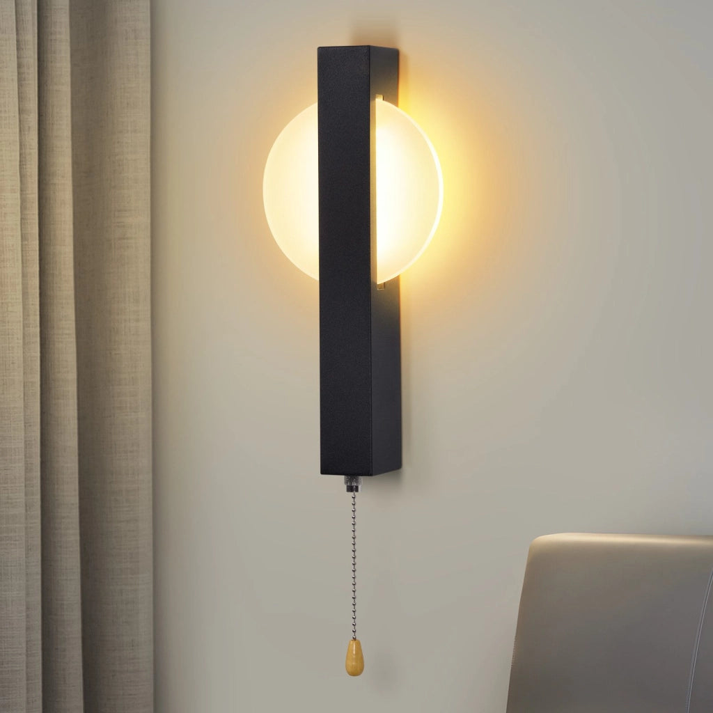 ZMH Applique da parete moderna a LED per interni nera con interruttore a tirante 3000K 6W