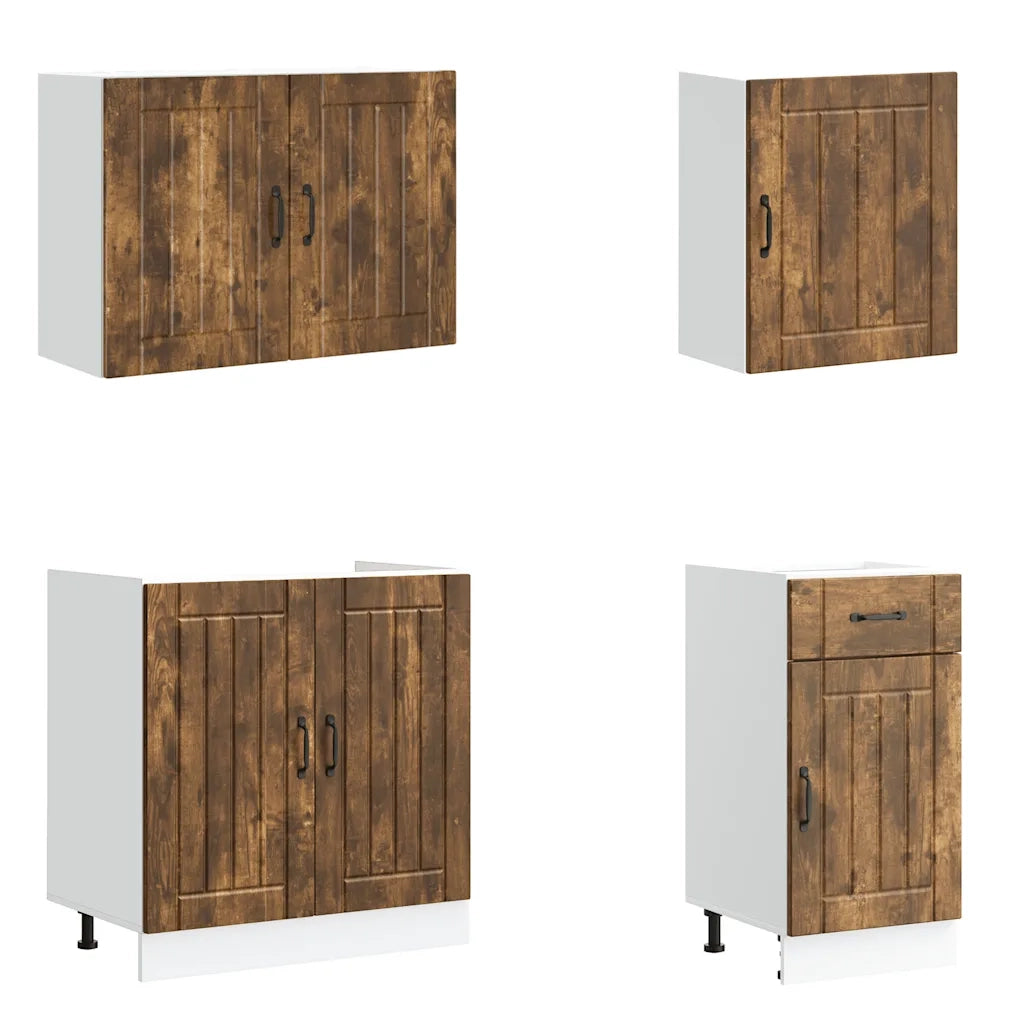 Set Mobili da Cucina 7 pz Lucca Rovere Fumo Legno Multistrato 3314776