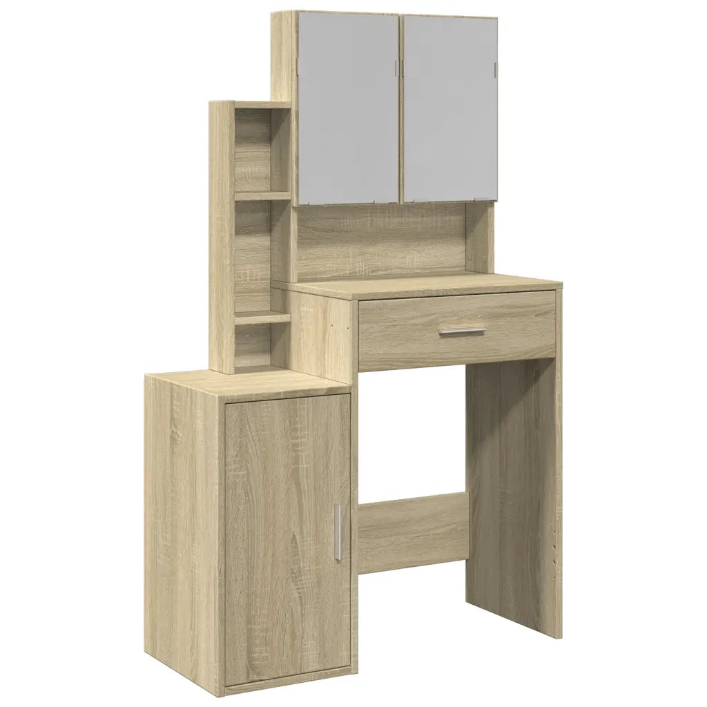 Toeletta | Tavolo da Trucco con Armadietto Rovere Sonoma 80x35x132 cm