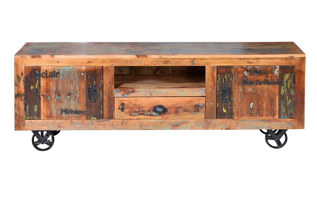 Credenza a 3 ante e 3 cassetti in massello di acacia