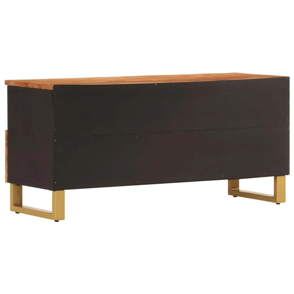 Mobile TV multimediale mensola TV credenza adatto per sala da pranzo soggiorno camera da letto 100 x 33,5 x 46 cm legno massello di mango marrone 02_0027592