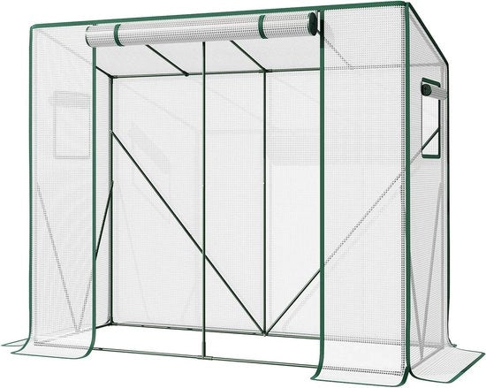 Casupola per balcone e giardino - 200 x 775 x 170 cm - Con rete in PE - Copertura a tetto inclinato - Bianca - Inclusa la lente d'ingrandimento
