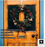 Hanger per corona di Natale in argento - 30 cm - attacco di corona metallico per sopra la porta - gancio per appendere la corona di Natale - decorazione per ufficio e casa - decorazione natalizia festiva