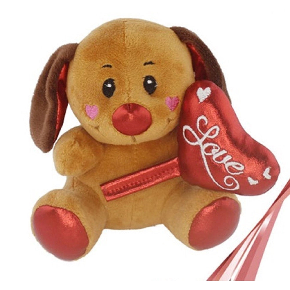 Trade Shop - Animali Peluche Con Cuore Scritta Love Lamè 16cm San Valentino 3 Mod. Ass. 93642 -