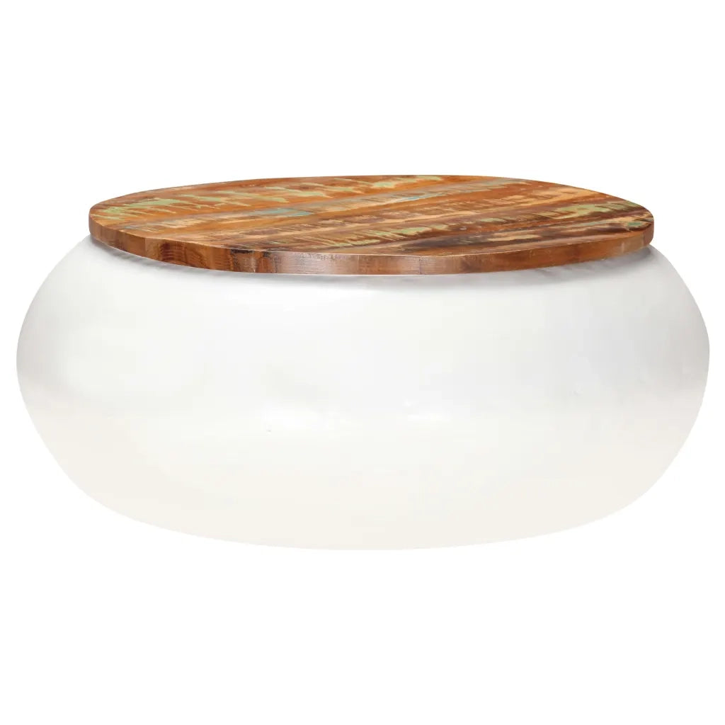Tavolino da Salotto Bianco 68x68x30 cm Legno di Recupero 323534