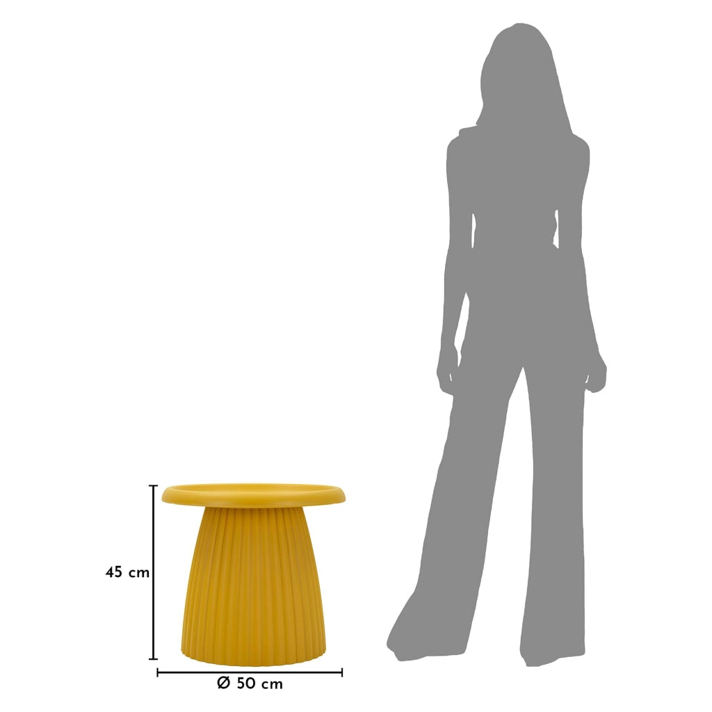 Dasifa, Tavolino da Salotto Adatto per Indoor/outdoor, 52x45x52h cm Giallo Senape