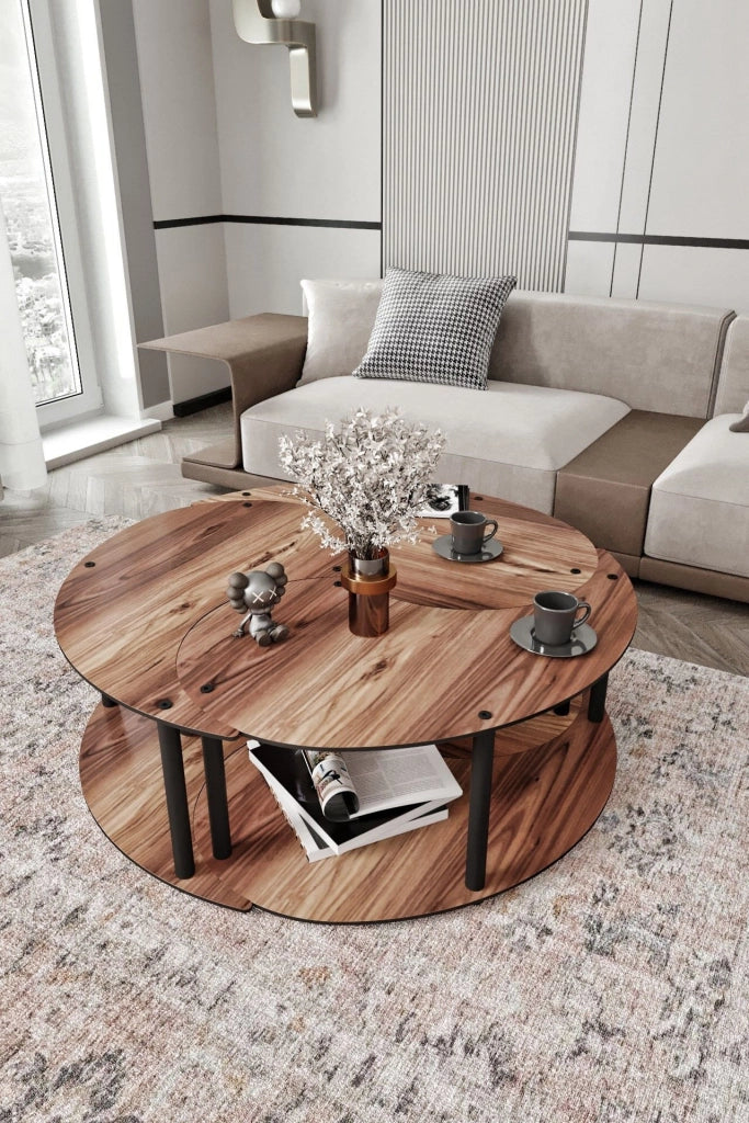 Set di tavolini in legno "Yin" 70 x 70 x 38 cm - Noce